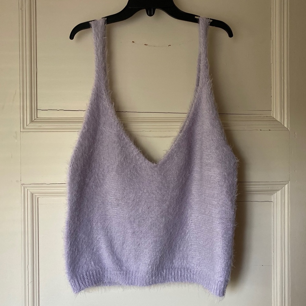 Purple, furry tank top